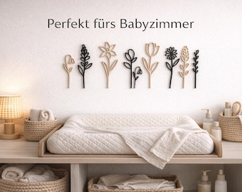 Flower and butterfly wall decoration | Wall art for children's rooms, nurseries, bedrooms, matte wall decals, modern wall design
