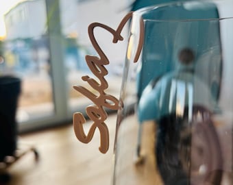 Personalized name tags for glasses | Wedding & event table decoration