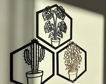 Wall art, wall decor, plants – wall art, Monstera, cactus & flowers – Boho