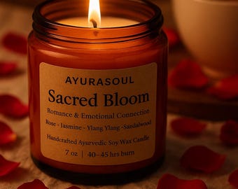 Sacred Bloom| AYURASOUL Soy Wax Candle| Ayurvedic Aromatherapy | Gift Candle, Self Care, Relaxation, Natural