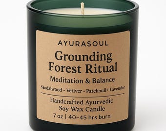 Grounding Forest Ritual | AYURASOUL Soy Wax Candle| Ayurvedic Aromatherapy | Gift Candle, Self Care, Relaxation, Natural