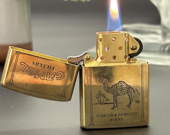 Vintage Gold Lighter, Engraved Metal, Refillable