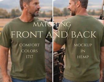 Comfort Colors 1717 hennep T-shirt mockup, western voor- en achterkant heren T-shirt mockup