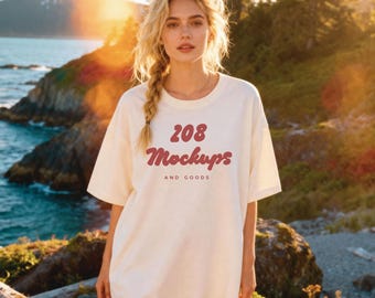 Maqueta de camiseta estilo boho costero Ivory Comfort Colors C1717 (Descarga digital)