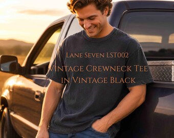 Lane Seven LST002 vintage T-shirtmodel met ronde hals, zwart T-shirtmodel heren