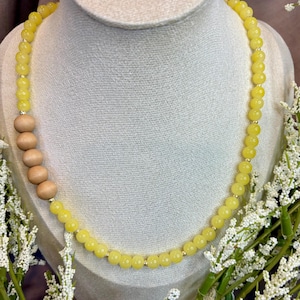 Handmade Beaded Necklace: Colorful Glass & Wood Statement Jewelry