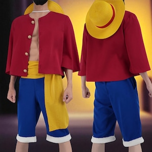 Anime Monkey D. Luffy Cosplay Costume Straw Hat Adult Version Top Shorts Hat Waist Strap Cos Convention