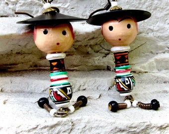 Original PERUVIAN INCA Wood Beads Dangles STEPINTIME Design