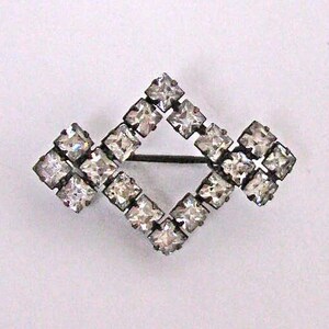 Antique CZECH White RHINESTONE GEOMETRIC Lapel Pin Brooch
