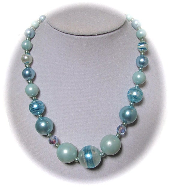 MCM BLUE JAPAN Lucite Art Beads Assorted Faux Pea… - image 2