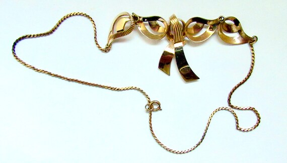 1950s CHOKER VAN DELL Bow Stylized Gold Filled Ma… - image 5