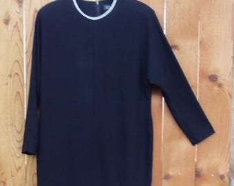 VTG BLACK DRESS,Ellen Tracy Size 8, Rhinestone Neckline