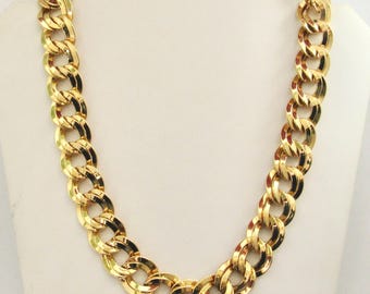 1980s MONET Gold Triple Plated Chunky Chain Necklace
