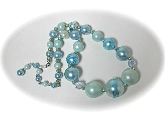 MCM BLUE JAPAN Lucite Art Beads Assorted Faux Pea… - image 1