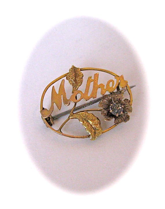 Antique VICTORIAN MOTHER Open Work PIN Brooch Two… - image 2