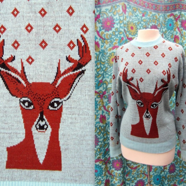 RESERVED for Laura C Vintage Knit Deer Sweater