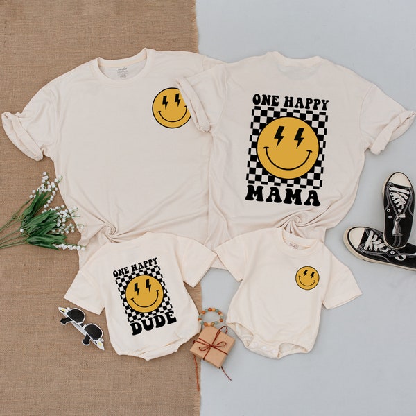 One Happy Dude Birthday Shirts, 1st Birthday Shirt, Matching Family Shirts, Happy Face Birthday Outfit, Mommy and Me Shirt, Baby Bodysuit