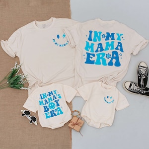 In My Mama's Boy Era Matching Outfit, Custom Family, New Mom Shirt , Baby shower gift, Mommy and Son, Newborn for Boy, Mini Baby Romper Tee