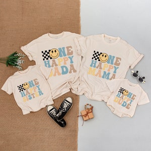 One Happy Dude Matching Birthday Shirts, 1st Birthday Shirt, Smiley Face Birthday Outfit, One Happy Mama, Happy Face Shirt, Baby Bodysuit