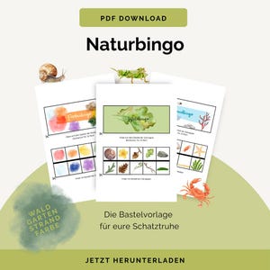 Nature bingo, forest bingo, beach bingo, forest treasures, treasures of nature, forest kindergarten, daycare, birthday games, discovering nature with children