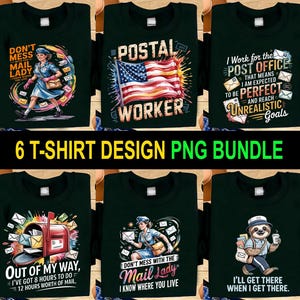 Funny Postal Worker PNG Bundle: Mail Carrier T-Shirt Designs (Digital Download