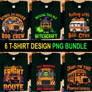 Halloween School Bus PNG Bundle: Spooky T-Shirt Designs (Digital Download