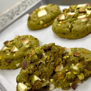Pistachio Silk – White Chocolate Matcha Pistachio Cookie | Thick Bakery-Style Cookie | Gourmet Small Batch Treat | Cookies by Carrie