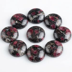 Calibrated Ruby Fall Jasper Round Cabochon | Natural Patterned Flat Back Stone for Jewelry