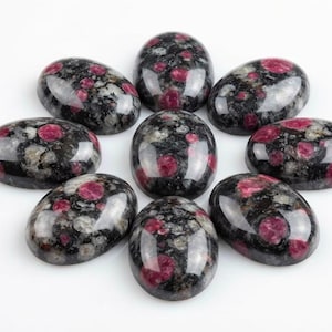 Calibrated Ruby Fall Jasper Oval Cabochon | Natural Patterned Flat Back Stone for Jewelry Making