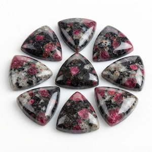 Calibrated Ruby Fall Jasper Trillion Cabochon | Natural Patterned Flat Back Stone for Jewelry