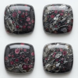 Calibrated Ruby Fall Jasper Square Cushion Cabochon | Natural Patterned Flat Back Stone