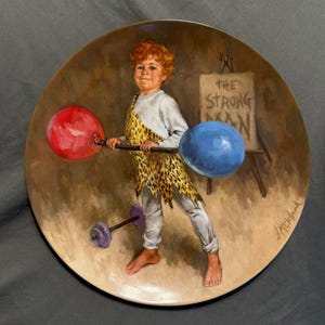 Johnny the Strong Man Collector Plate by Reco, 1983 McClelland Children&#39;s Circus