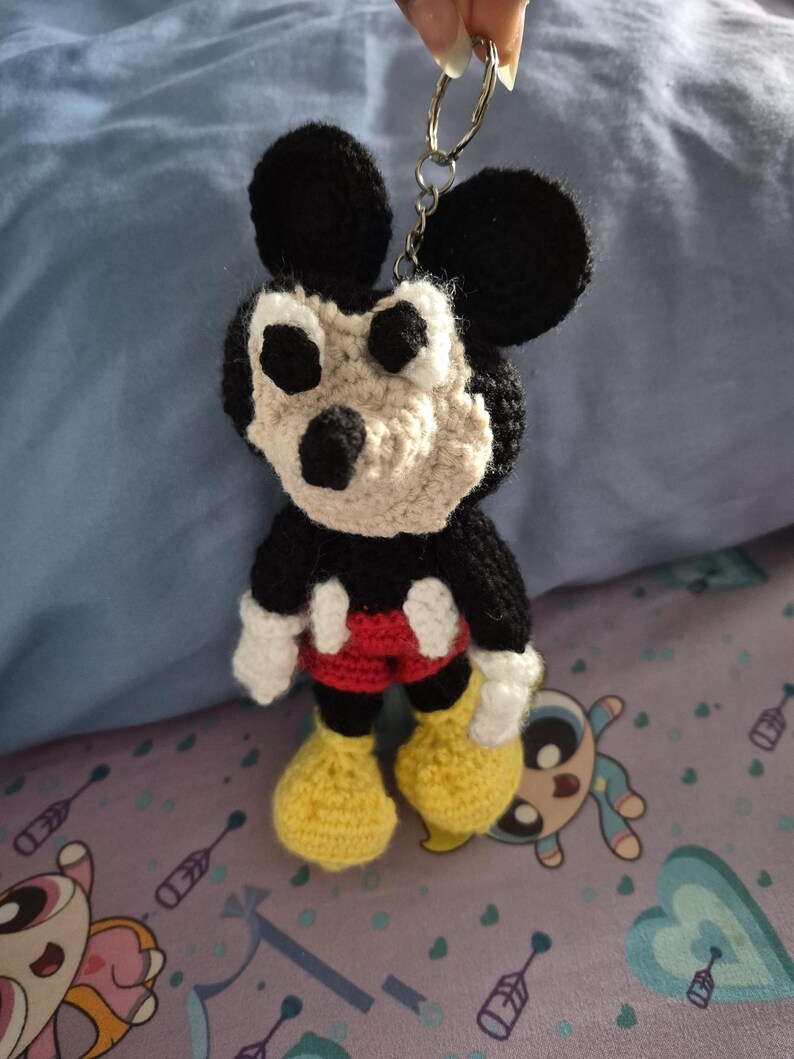Crochet Mickey Mouse Keychain • Amigurumi Plush Toy Charm • Handmade Stuffed Animal (Approx. 7 inches) image 9