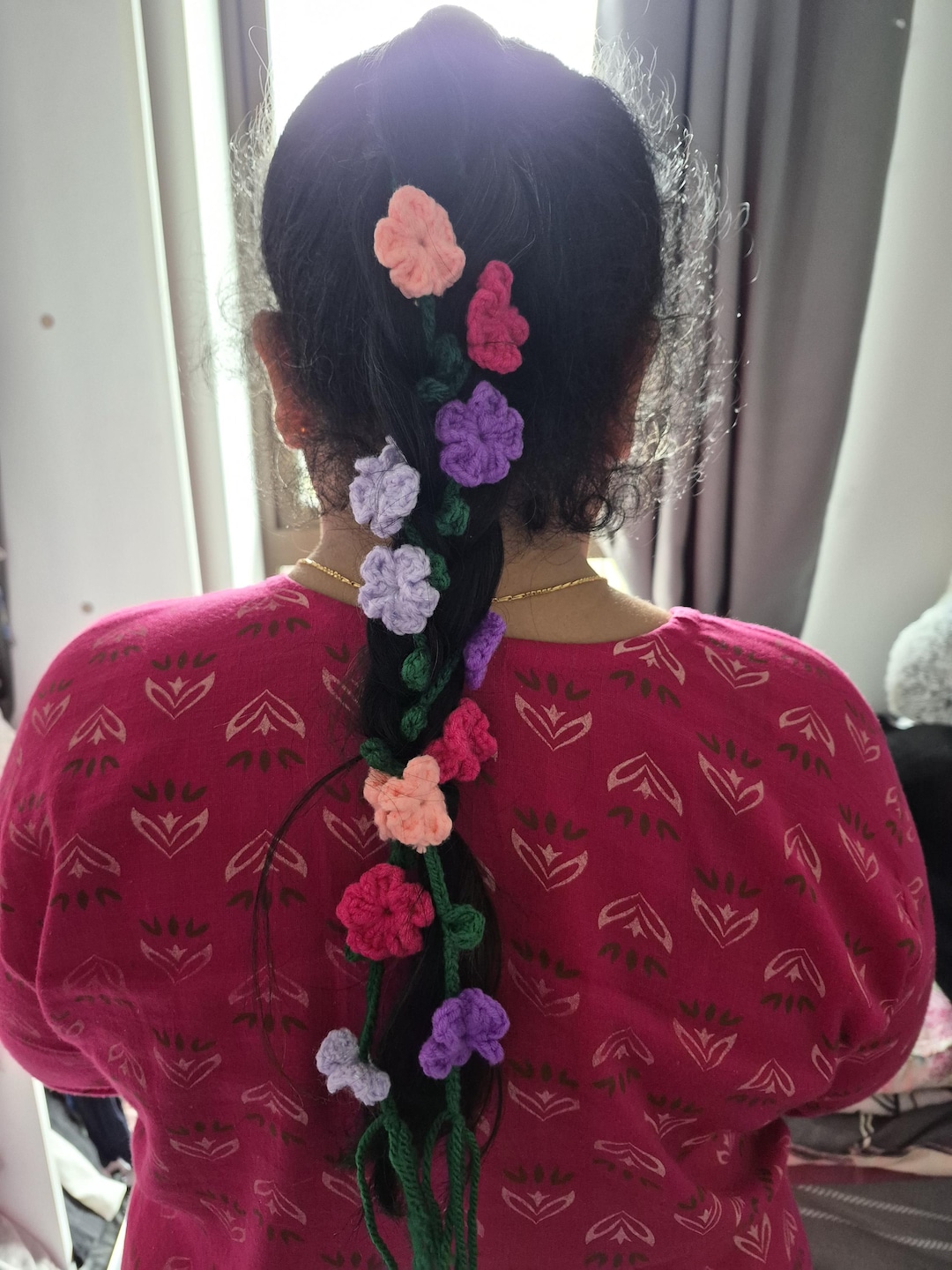 Hair Tie, Flower Braid, Parandi, Crochet Hair Accessory - Etsy