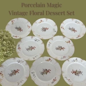 Platos de porcelana Rosenthal Sanssouci Baviera Alemania • Juego de 8 platos de postre/pan vintage • Porcelana bávara de estilo rococó c. 1950-1960