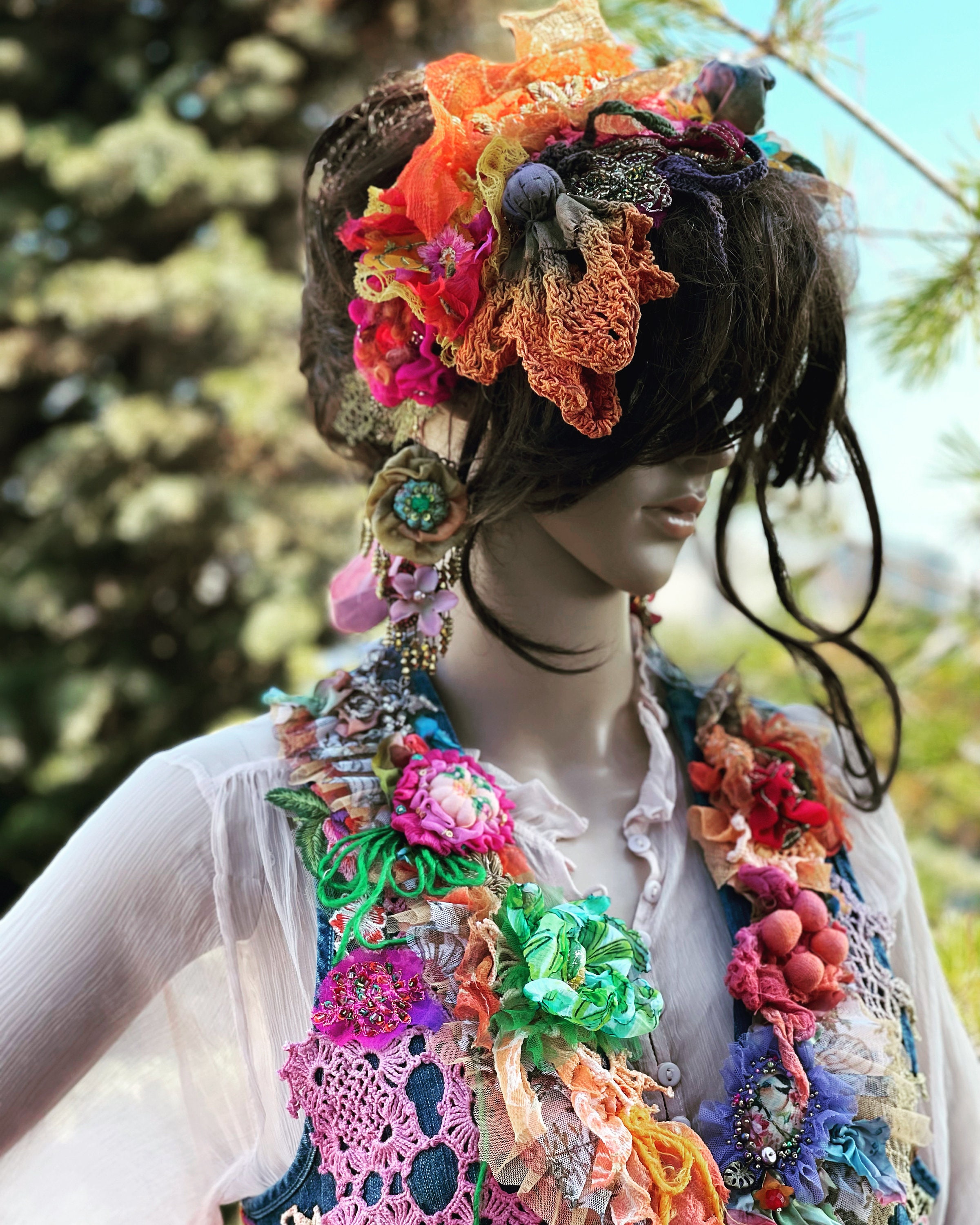 Headband or belt art to wear woman accessoire wearable art fairy gypsy style accessoire mori girl hippie headband bohemian boho chic gift