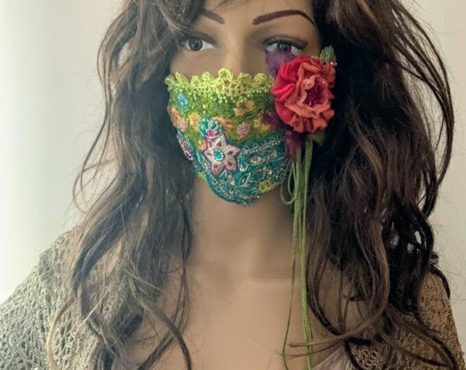 Art to Wear Face Mask Reusable Face Mask for Protection Wearable Art Mask Mixed Media Art Mask