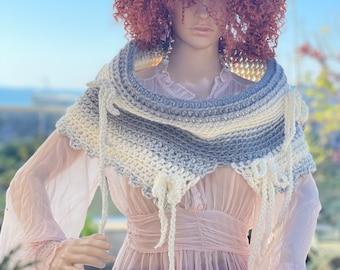 Crocheted chunky cowl bohemian cowl artsy scarf boho chic gypsy style mori girl artsy scarf crochet hand made cowl