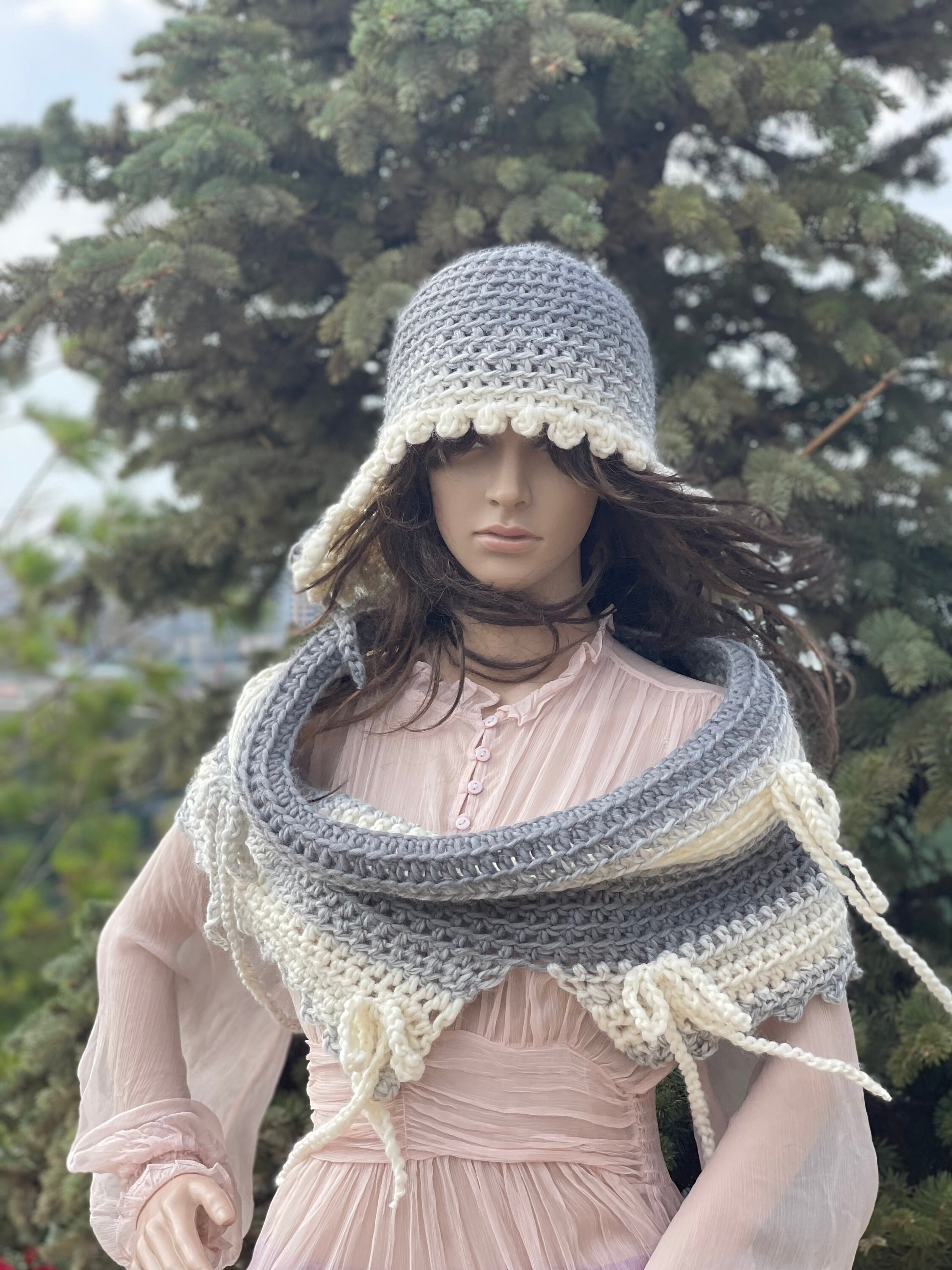 Cap Type Boho Hat OOAK Handmade Crochet Free Hand Women\'s One Size Ear Flaps Crocheted Woman Hat Embellished Boho Hat Art to  main image 3