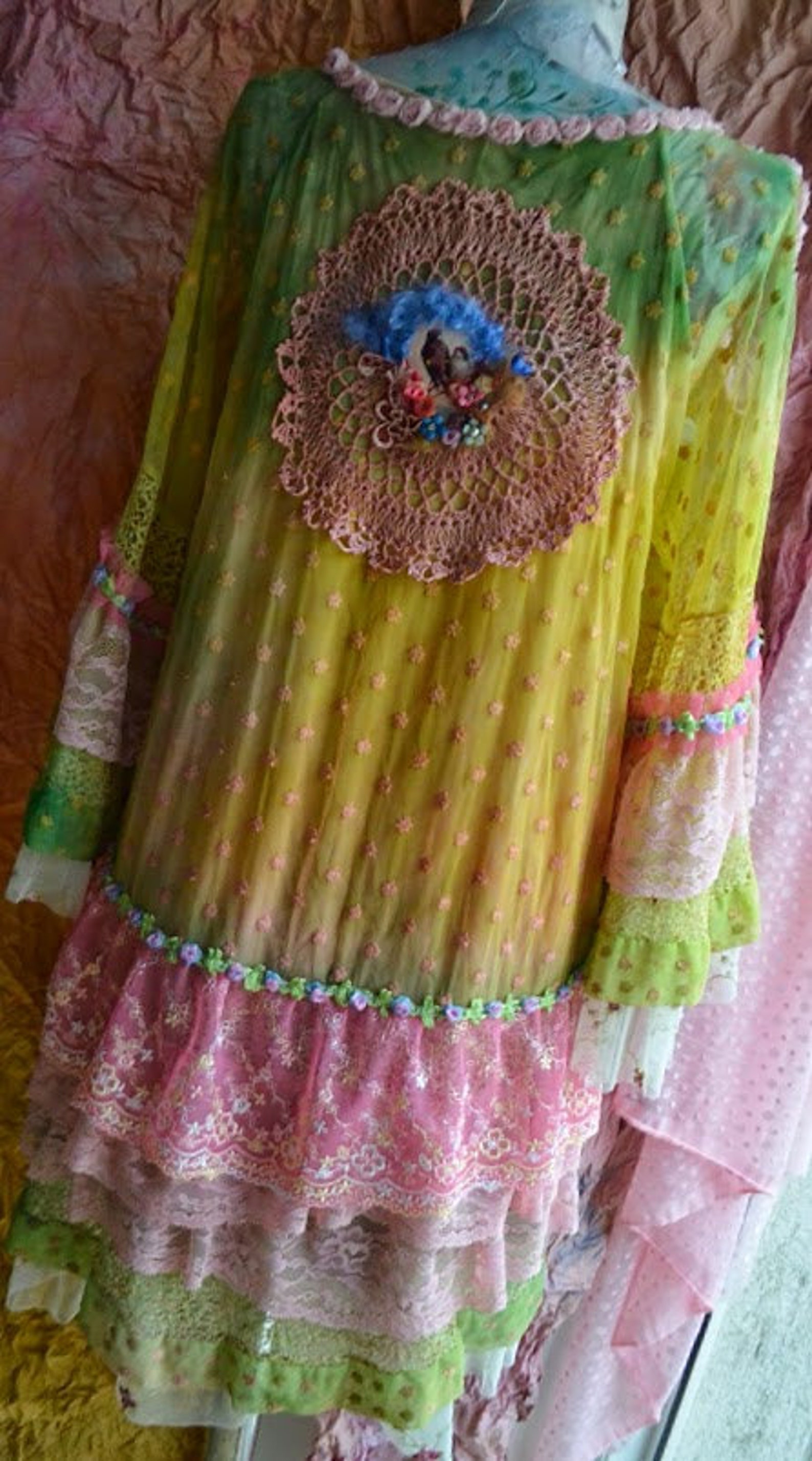 RESERVED Altered couture dressromantic fairy dress art to Etsy