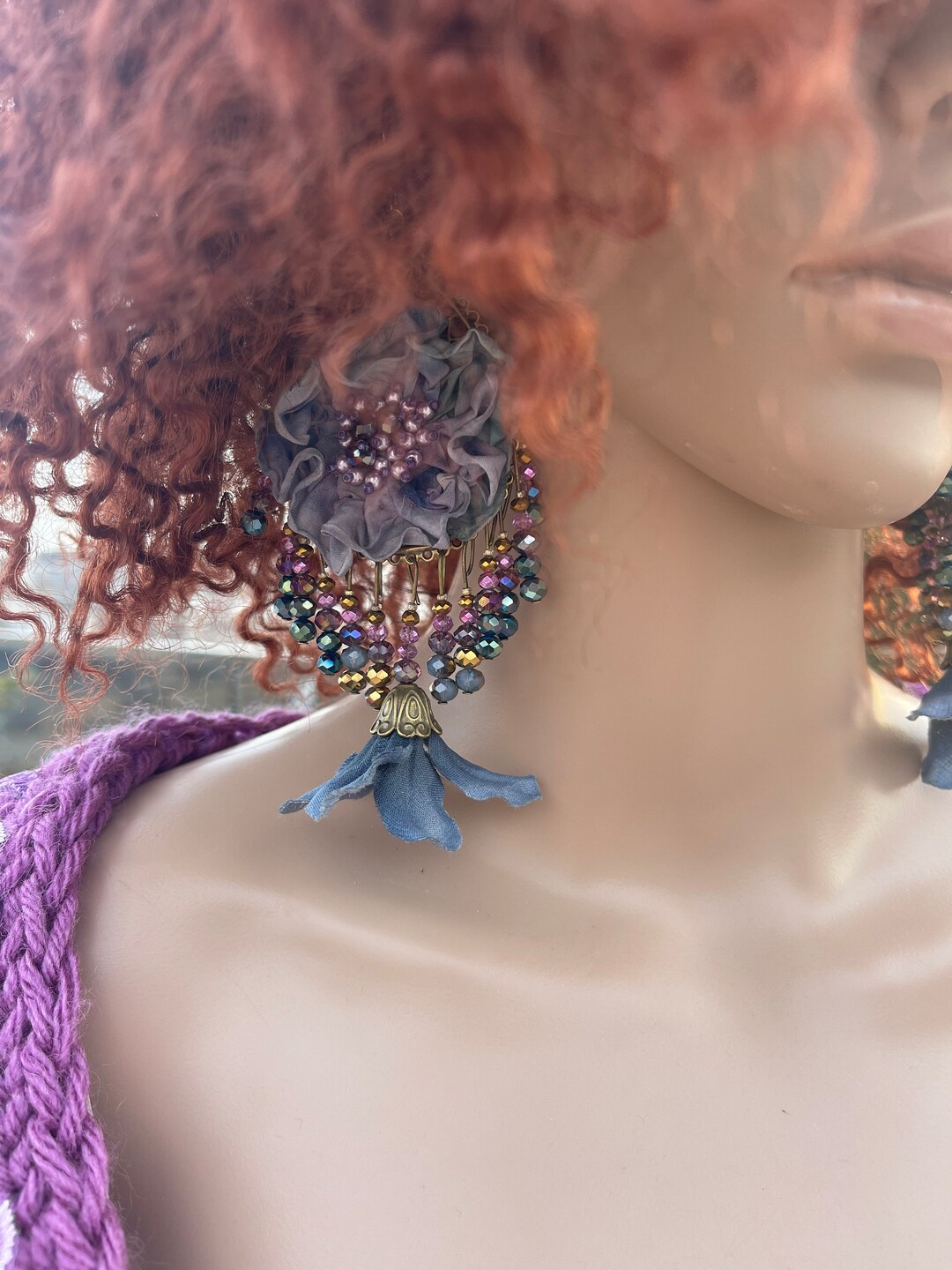 European And American Mori Girl Flower Earrings Retro Long