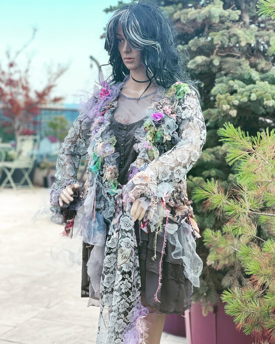 Boho Look Alternativo Uomo Vestito Blu Bianco Guess Vestito Lungo Blu