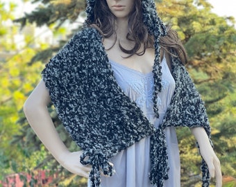 Versatile knitted shawl boho chunky shawl bohemian accessoire art to wear fairy gypsy style shrug