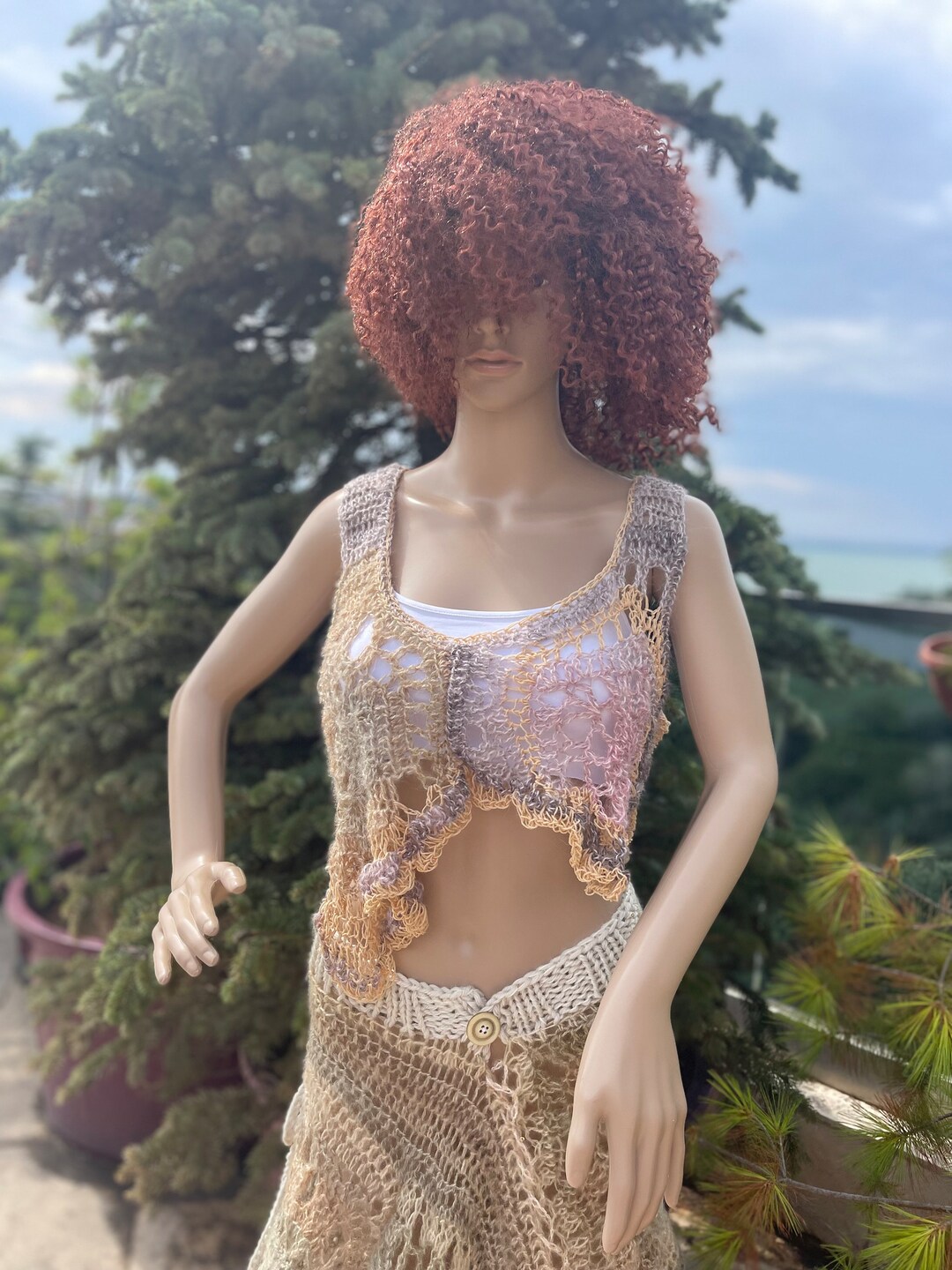 Freeform Crocheted Bohemian Top Art to Wear Woman Top Boho Chic