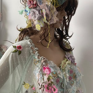 Bohemian headpiece floral headband or hand made belt shabby chic boho chic fairy accessoire art to wear wearable art