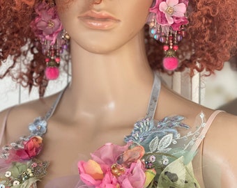 Boho Blumen Ohrringe Fee Zigeuner Stil Mori Mädchen Kunst zu tragen boho chic Ohrringe Geschenk für ihre Frau Schmuck tragbare Kunst