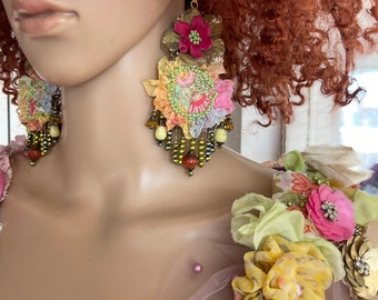 Boho Kunst zu tragen Ohrringe Perlen gestickte Ohrringe Fee Zigeuner Stil mori Mädchen Blumen Ohrringe Frau Schmuck Hippie Ohrringe schäbig