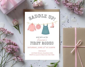 First Rodeo First Birthday Invite | Digital Download | Editable Template