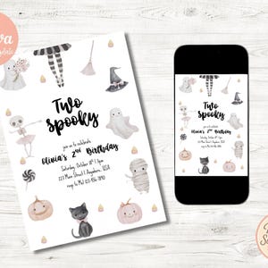 Two Spooky Second Birthday Invite | Digital Download | Editable Template