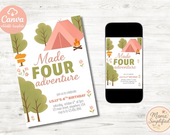 Made Four Adventure Fourth Birthday Invite | Digital Download | Editable Template